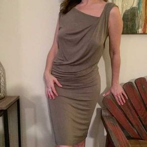 Seven7 Asymmetrical Draped Midi Dress.